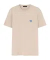 Versace T-shirt Compact Cotton Jersey Fabric And Medusa Pop Embroidery In Nude