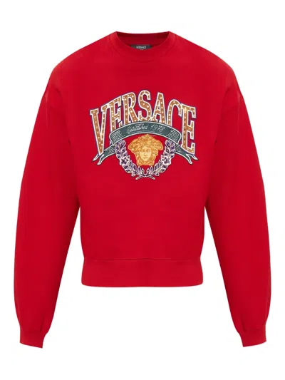 Versace Medusa-appliqué Sweatshirt In Red