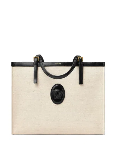 Versace Medusa Appliqué Tote Bag In Blue