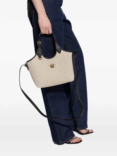 Versace La Medusa Mini Tote Bag Shoulder Strap In White