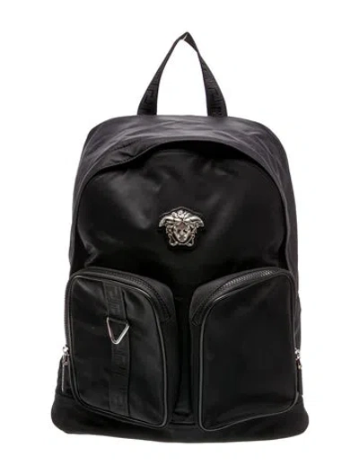Pre-owned Versace Medusa Backpack In Black