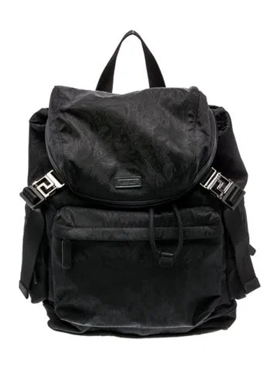 Pre-owned Versace Medusa Backpack In Black