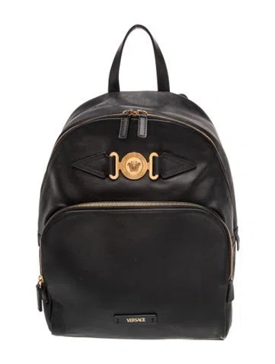 Pre-owned Versace Medusa Backpack In Black