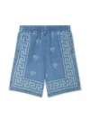 Versace Medusa Bandana Denim Shorts In Blue