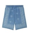 Versace Medusa Bandana Denim Shorts In Blue