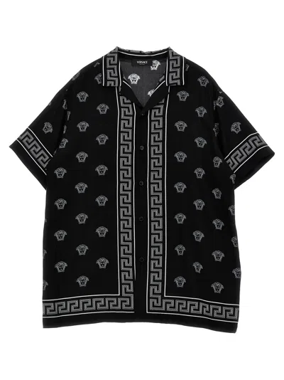 Versace Kids' Medusa Bandana Shirt In White/black