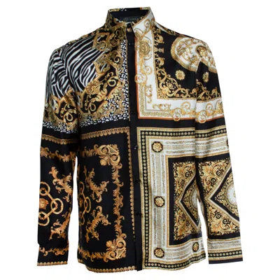 Pre-owned Versace , Medusa Baroc Print Shirt In Black