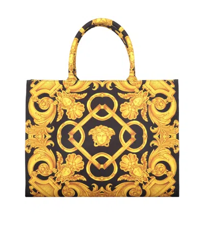 Versace Medusa Barocco Tote Bag In Black