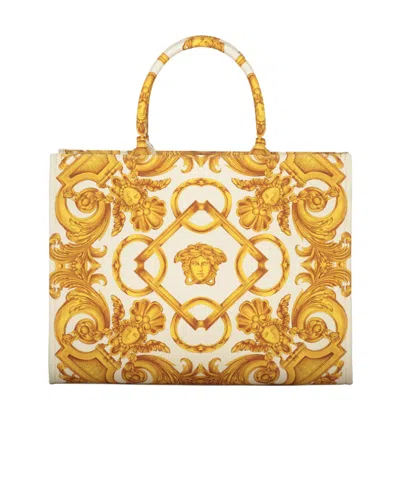 Versace Medusa Barocco Tote Bag In White