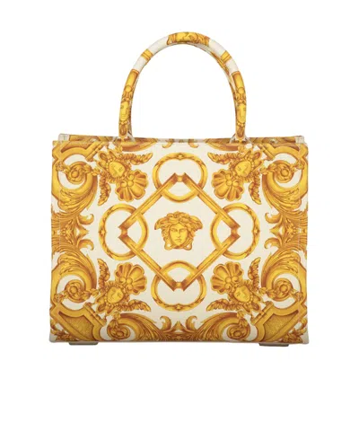 Versace Medusa Barocco Tote Bag In White