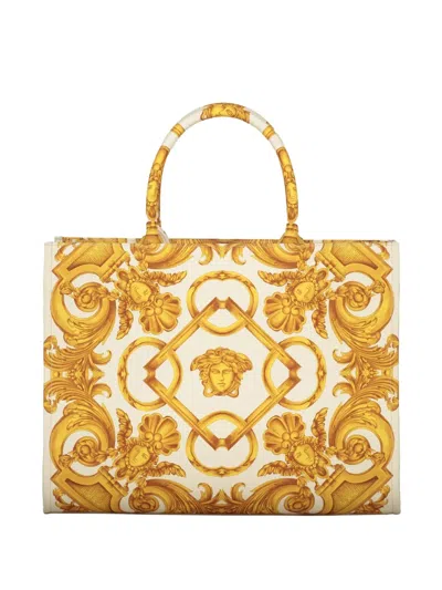 Versace Medusa Barocco Tote Bag In Neutrals