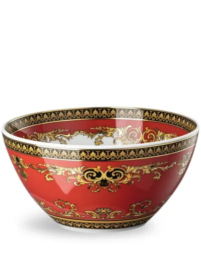 Versace Medusa Baroque-pattern Porcelain Bowl In Red
