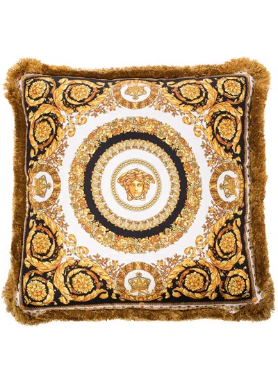 Versace Medusa Baroque-print Cushion 45x45 In Gold