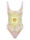 Versace Multicolor One-piece Swimsuit With All-over Medusa Print In Tech Fabric For Women In Yellow