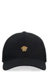 Versace Medusa Embroidered Cotton Drill Adjustable Baseball Cap In Black