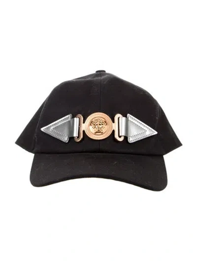 Pre-owned Versace Medusa Baseball Hat In Black/gold