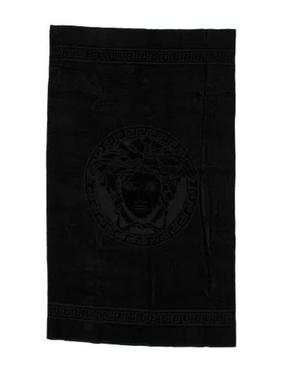 Pre-owned Versace Medusa Bath Sheet In Black