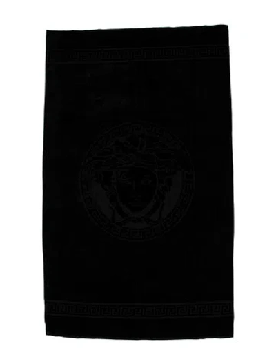 Pre-owned Versace Medusa Bath Sheet In Black