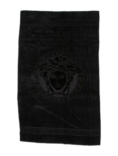 Pre-owned Versace Medusa Bath Sheet In Black