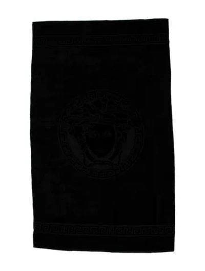 Pre-owned Versace Medusa Bath Sheet W/ Tags In Black
