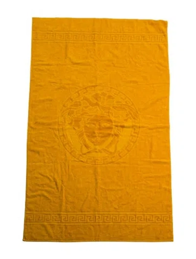 Pre-owned Versace Medusa Bath Towel In Yellow