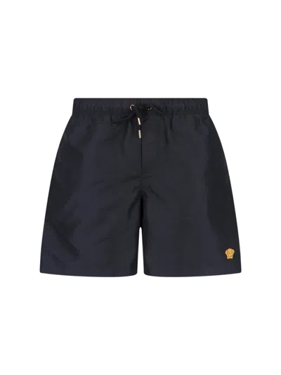 Versace 'medusa' Beach Shorts In Black