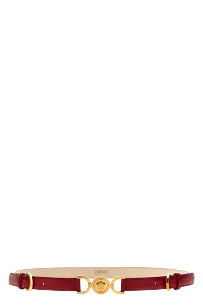 Versace Red Medusa Logo Buckle Belt