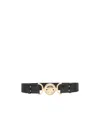 Versace Medusa Head-buckle Elastic Belt In Black