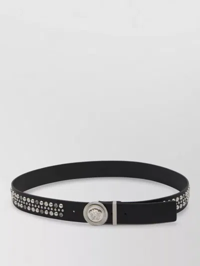 Versace Medusa Belt Featuring Signature Stud Detailing In Black