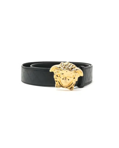 Pre-owned Versace Medusa Belt, Size 95 In Black