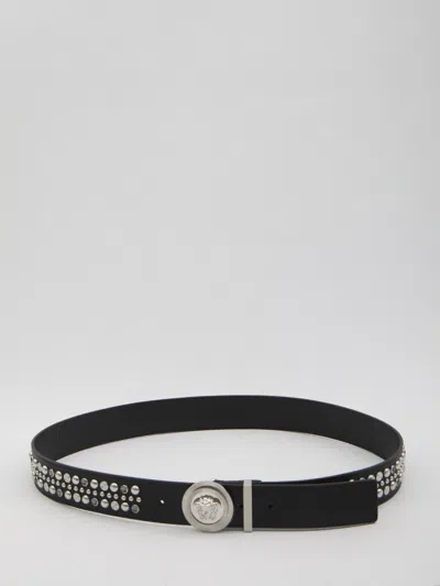 Versace Medusa Belt With Studs In Black
