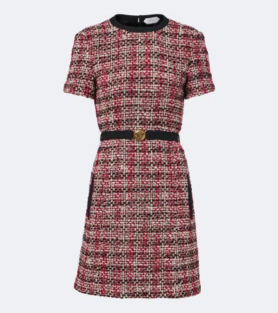 Versace Medusa Belted Wool-blend Tweed Minidress In Multicoloured