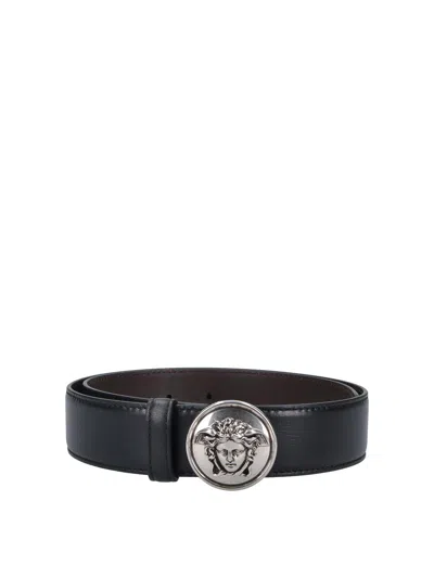 Versace Medusa Buckle Belt In Black
