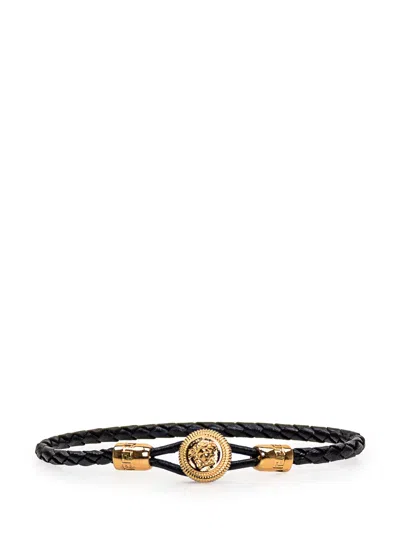 Versace Medusa Biggie Bracelet In Black- Gold
