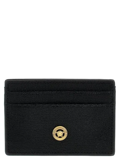 Versace Black Leather Medusa Biggie Card Holder In Brown