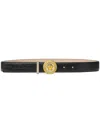 Versace Medusa Biggie Crocodile-embossed Belt In Black