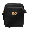 Versace Man Black Leather Medusa Biggie Crossbody Bag In Black