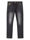 Versace Denim Jeans With Faded Effect And Contrast Stitching In Black