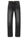 Versace Denim Jeans With Faded Effect And Contrast Stitching In Black
