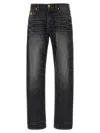 Versace Denim Jeans With Faded Effect And Contrast Stitching In Black