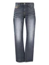 Versace Denim Jeans With Faded Effect And Contrast Stitching In Black