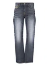 Versace Denim Jeans With Faded Effect And Contrast Stitching In Black