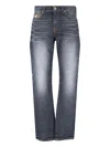 Versace Denim Jeans With Faded Effect And Contrast Stitching In Gray