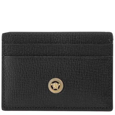 Versace Medusa Biggie Leather Card Case In Gold Tone/black