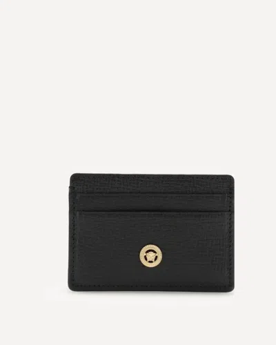 Versace Medusa Biggie Leather Card Holder In Black