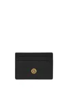 Versace Black Leather Medusa Biggie Card Holder In Black