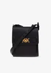Versace Medusa Biggie Leather Messenger Bag In Black