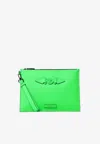 Versace Medusa Biggie Leather Pouch In Green