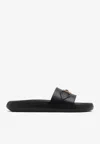 Versace Medusa Leather Slides In Black