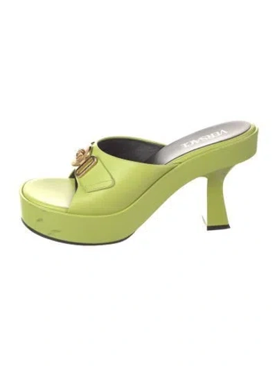 Pre-owned Versace Medusa Biggie Medusa Insignia Slides In Green